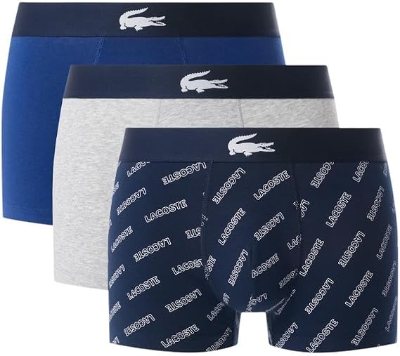 Lacoste Men's All Over Lacoste Print 3 Pack Jersey Trunks