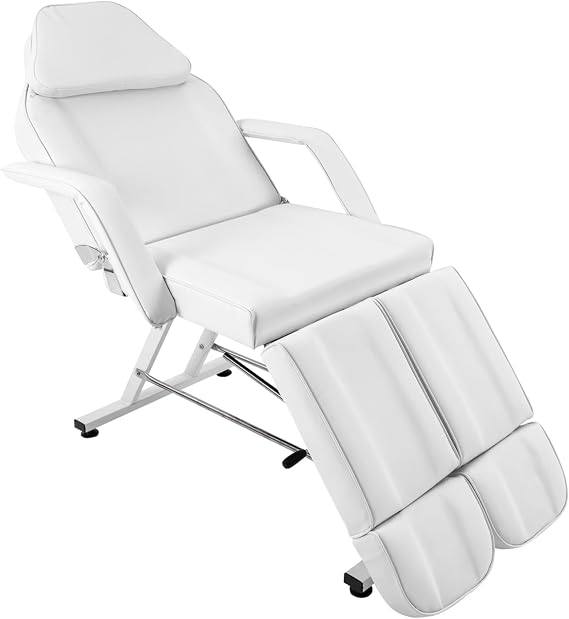 Massage Table, 70.9 * 24.4in Artist Hand Massage Table Facial Bed Massage Bed Split Footrests can 70 Degrees for Eyelash Extensions Salon Chair with Tray, (White,150kgWeight Capacity)