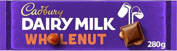 Cadbury Dairy Milk Wholenut Chocolate Bar, 280 g (Pack of 1)