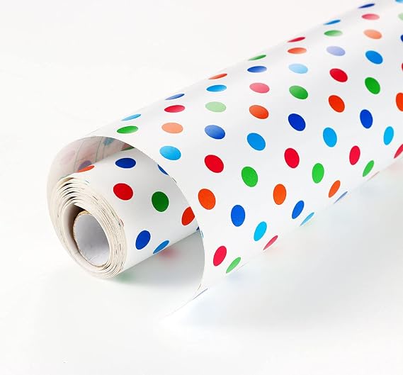 Self Adhesive Polka Dots Shelf Drawer Liner Vinyl Contact Paper for Cabinets Drawer Dresser Arts and Crafts 17.7 x 78 Inches