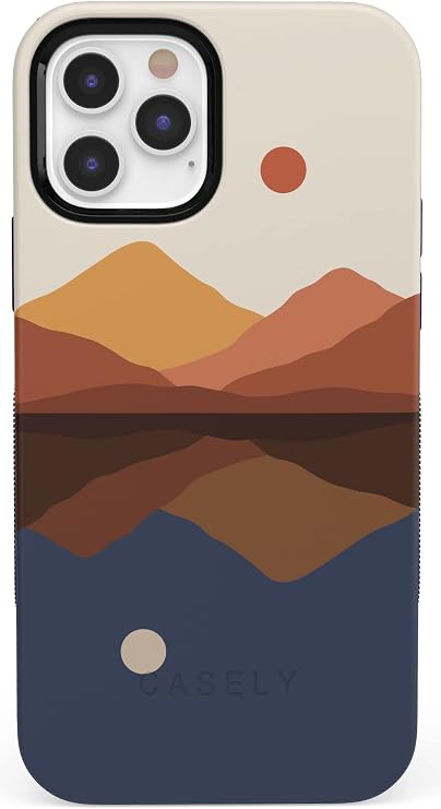 Casely iPhone 12 Pro Max Case | Opposites Attract | Day & Night Mountains | Bold Protective Design | Compatible with MagSafe