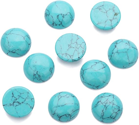 EXCEART 20Pcs Round Flat Back Glass Cabochons 0.15 in Turquoise Stones for Jewelry Making DIY Earring Accessory Pendant Charm Beading Supplies