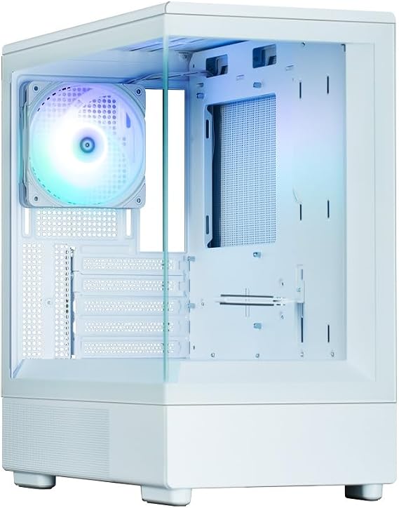 ZALMAN P10 White Pillarless Construction Mini Tower Micro-ATX PC Case White CS8959 - Tempered Glass 2 Sided Panoramic Design, Holds up to 15.2 inches 384 mm GPU Length Compatible with CPU Coolers up to 6.8 inches 173 mm High USB Type C, Supports 9.5 inches 240 mm Radiators on the top, 7 fan space including the bottom