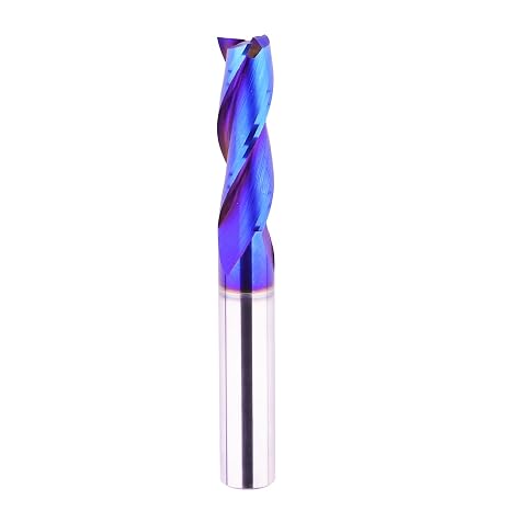 3/8 inch Shank CNC Router Bits Spiral End Mill for Grooving Slots Mortises | 3 Fluter Up Cut Solid Carbide NACO Blue Coating,edge sharp Great bit for serious carving and joinery