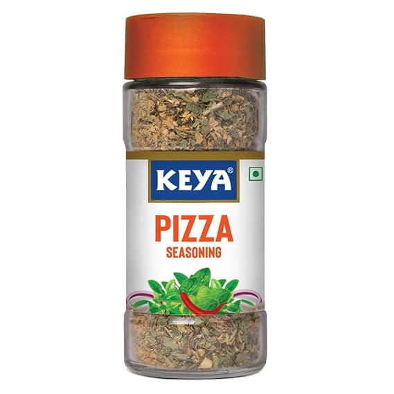 Keya Pizza Seasoning All Natural Healthy Spice Blend for Pizza, Pasta More Glass Bottle Premium Herbs and Spices Contains Freeze dried herbs Export Quality 45g