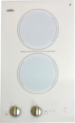 Summit 12 2 Burner Electric Cooktop. 220-240 Volt Radiant Cooktop, ADA Compliant, White- CR2220WHE