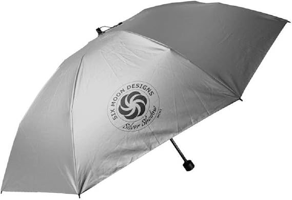 Six Moon Designs Silver Shadow Mini Ultralight Collapsible Trekking Umbrella UPF 50+ Sun & Rain Protection 6.8 oz Compact Folding Parasol for Hiking, Travel, and Daily Commute