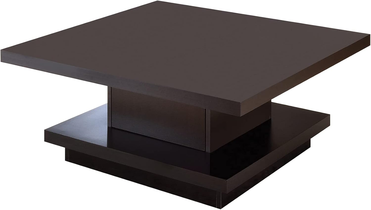 Simple Relax Pedestal Square Coffee Table, Cappuccino