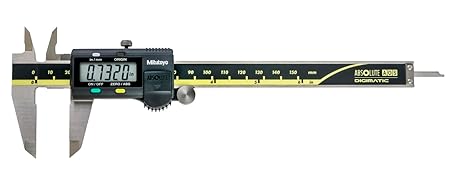 Mitutoyo 500-196-32 Absolute Digimatic Caliper, 6"/150 mm Range | Unlimited response speed, hardened steel jaws, no SCP output function, measures outside/inside dimension and depth & step