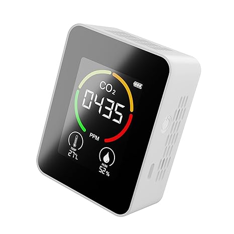 Air Quality Monitor, Co2 Carbon Dioxide Detector, Indoor Air Quality Monitor with Intuitive Color-Coded System, Large LCD Screen for Greenhouses and Production