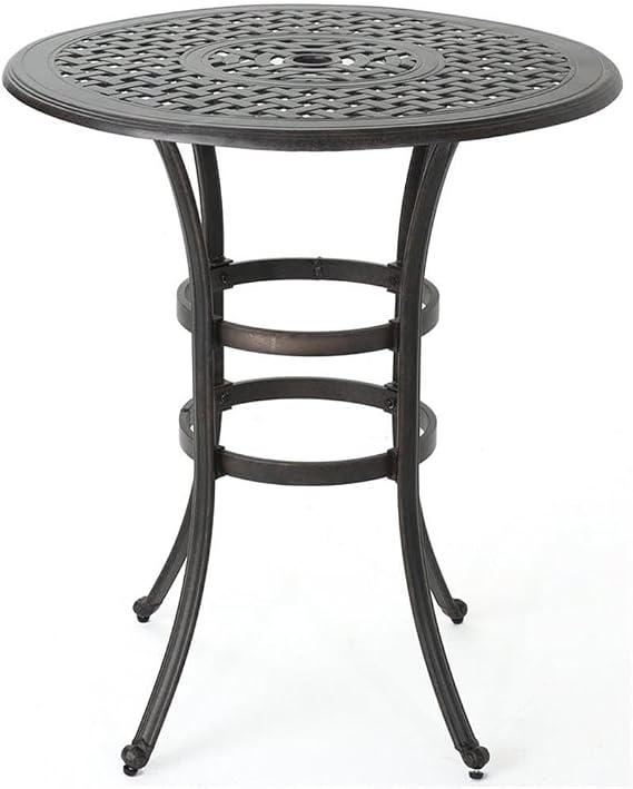Christopher Knight Home Alfresco Outdoor 37" Cast Aluminum Round Bar Table, Bronze