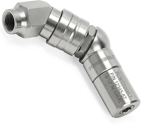 Powerbuilt 360 Degree Swivel Grease Gun Coupler, 360 Degree Rotation Grease Connector , 45 Degree Angle Gives Easy Access to Most Grease Fittings - 648759