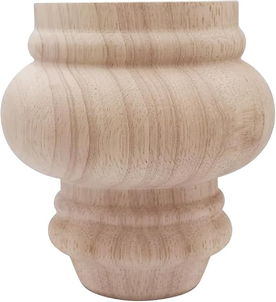 4" Furniture Legs Wooden Unfinished Bun for Sofa Chair Loveseat Ottoman Dresser Feet Set of 4