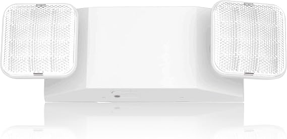 LED Emergency Light with Battery Backup, Two Square Head Adjustable Emergency Exit Lights for Home Power Failure, High Light Output for Hallways, Stairways, Fire Resistant 120-277V (UL 94V-0) (1-pack)