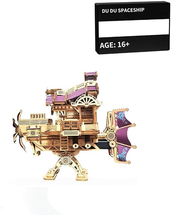 3D Wooden Puzzle Spaceship Model Kit to Build | Steampunk Cruiser Puzzle for Adult 3D Puzzles Home Decor DIY Crafts - 266 Pieces