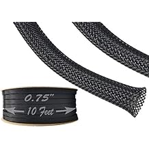 Techflex Polyethylene Terepthalate Monofilament Yarn, Expandable Braided Sleeving, 10-feet x 0.75-inch, Black