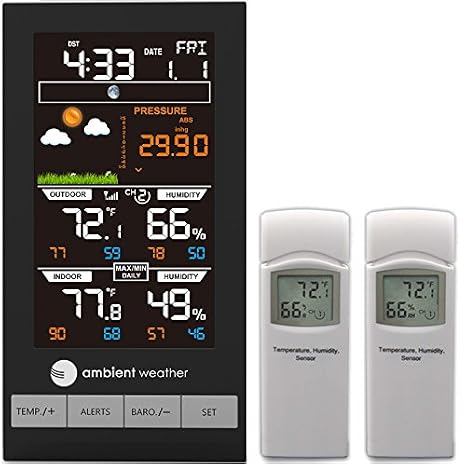 Ambient Weather WS-2801-X2 Color Forecast Station | With 2 Remote Sensors