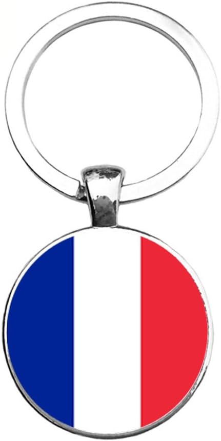 Art Attack France Flag Keychain, French Eiffel Tower Map Country Heart Love Key Chain Charm Pendant (Silver)