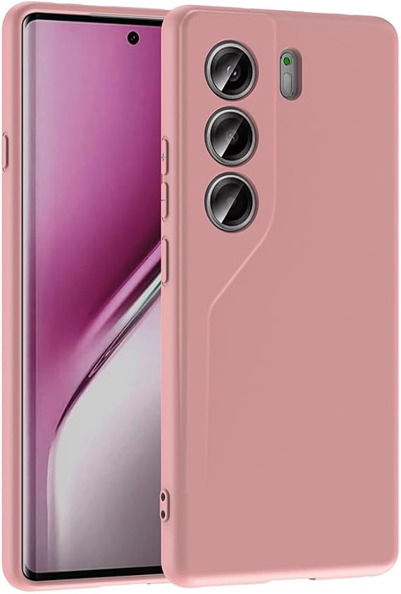 Elfia Tecno Camon 40 Pro ile Uyumlu Kılıfı Silikon Esnek içi Kadife Kamera Lens Korumalı Mat Renkli İnce Tarz Kapak Mara Pembe Açık