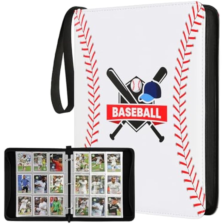 Baseball Trading Card Binder 9 Pocket, Premium Zip Trading Card Binder, Waterproof 720 Double Sided Pocket PU Collection Binder, Card Album for YuGiOh, MTG, TCG, Game Cards & Sports Cards white 5