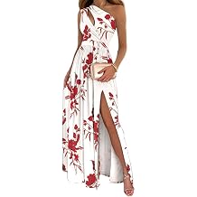 Ailan Anotherchills Long Printed Dress Comfortable and Chic for Women Gifted Fiber Shoulder Summer Party Fashionable, White, 3XL