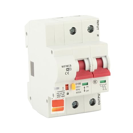 Smart WiFi Circuit Breaker Miniature Circuit Breaker AC220V PA66-DSM Flame Retardant Shell APP Remote Control Remote Tuya APP Control (2P 100A)