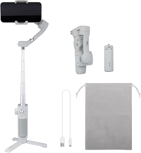 FeiyuTech VB4 3-Axis Phone Gimbal Stabilizer for iPhone & Android, Foldable Portable Smartphone Gimbal with Tripod & Extension Rod for Vlogging, TikTok, YouTube, Travel