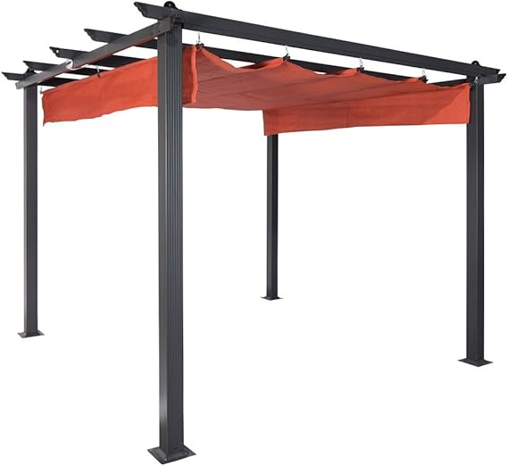 Coolaroo Constantine Pergola, Backyard or Patio Shade Pergola, Light Filtering 90% UV Block, 9 X 9, Terracotta