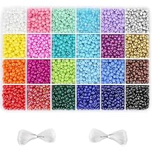 4500pcs Seed Beads 24 Colors 4mm Round Beads for Friendship Bracelet Making Kit Waist Small Bead Rainbow Beads for DIY Crafting 6/0