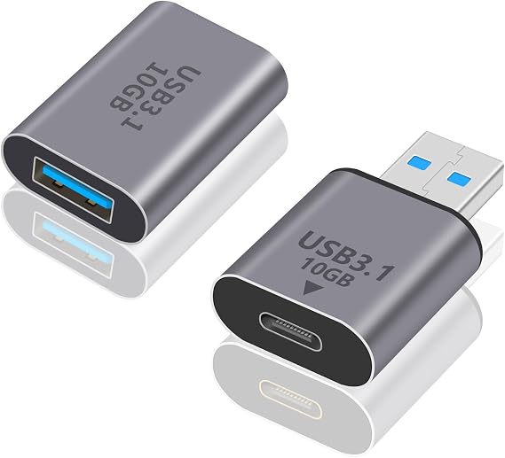 Duttek 10Gbps USB C to USB A Male Adapter and USB C Female to USB A Female Adapter (USB 3.1 Type C Gen2), Bi-Directional Support Data Sync & Charging for PC, Laptop, Phone 2 Style