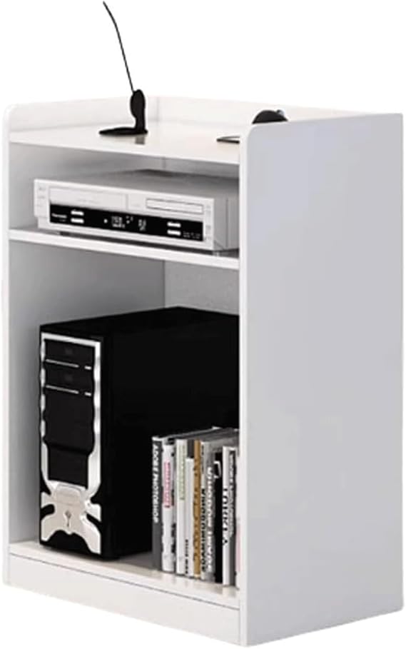 Podium Stand Luxury Lectern Wood Teacher Podiums with Open Storage Podium Stand Floor Standing Pulpits for Churches Portable Podiums Stability, White