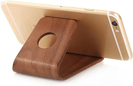 Wooden Cell Phone Stand, Universal Mobile Phone Holder Stand Non Slip Stable Desktop Phone Stand for iPhone, iPhone13,Samsung Galaxy Smartphones, iPad, Tablets Facetime Holder for Desk