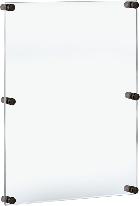 Azar Displays 105536-BLK Acrylic Floating Double Panel Wall Frame, 24" x 36" Graphic, Overall: 28" x 40", Black