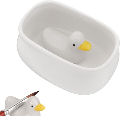Watercolor Ceramic Brush Wash Bowl, Chinese Ceramic Bowl Deep for Washing Painting Brush, Cute Square Watercolor Palette, for Calligraphy or Watercolor Gouache Painting1Set