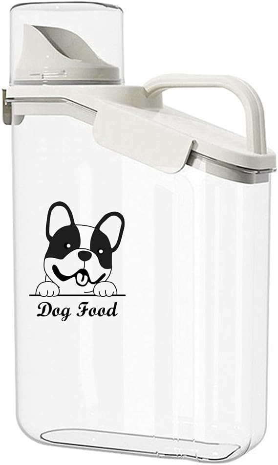 Dog Food Storage Container Airtight Portable Dog Food Bin with Handled Lid and Pour Spout,Dog Food Containers for Dry Food Small Dog Biscuit Storage with Measuring Cup for Home, Travel,2.8L