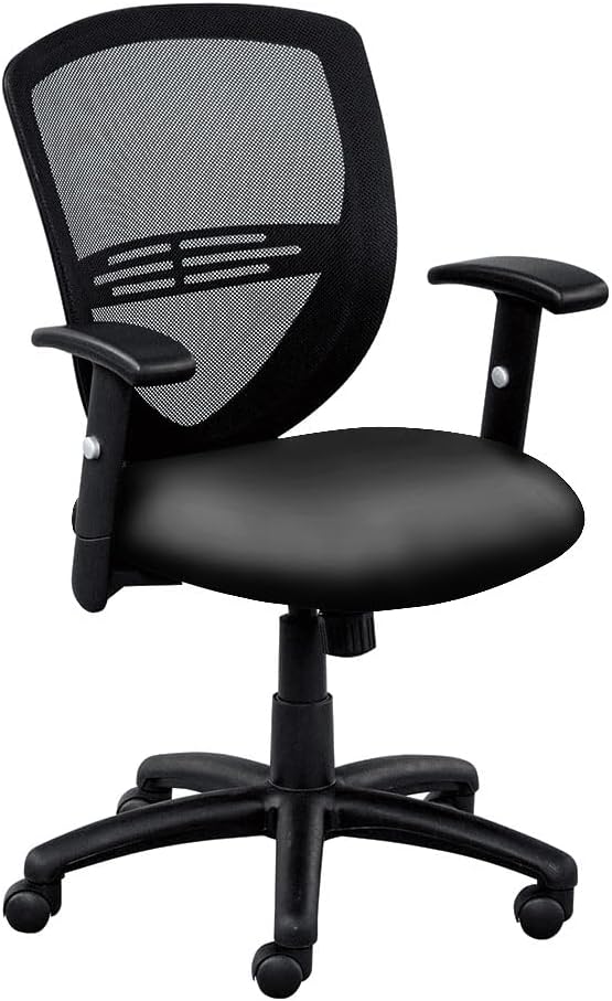 Network Mesh Back Faux Leather Seat Task Chair - Ergonomic Office Desk Computer Chair with Black Mesh Back, Polyurethane Seat & Base