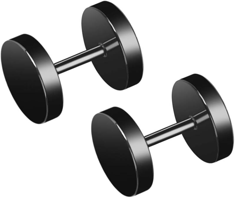 BODYA Black Earrings Studs Stainless Steel Men Earrings Pack 1 to 8 Pairs Ear Piercing Plugs Tunnels Screw Studs Set 18 Gauge