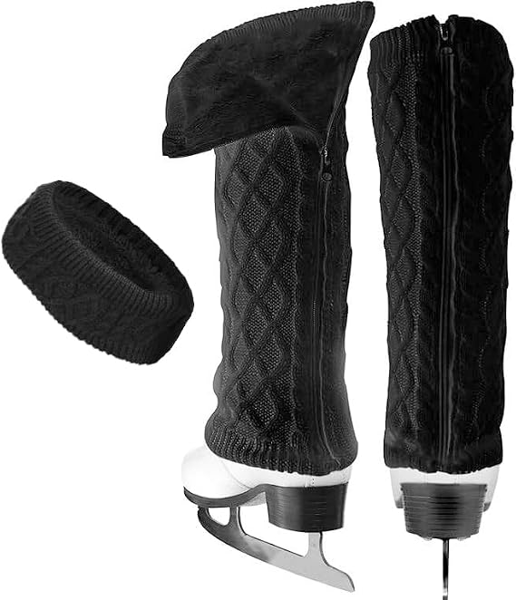 TUYUU Zipper Leg Warmers Headband Set Fleece Lined Knit Sport Legwarmers