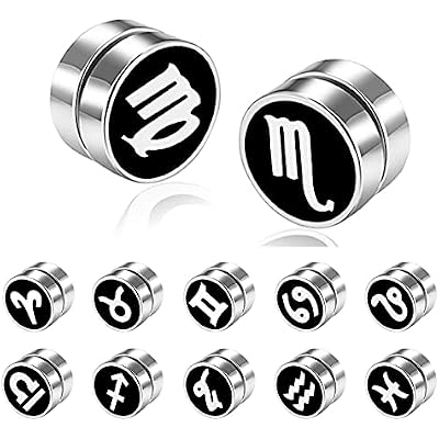 Mens Earrings Non-Pierced Magnet Stud Earrings Black Titanium Steel Stud Earring Set Multi-Picture Earrings 10mm;8mm