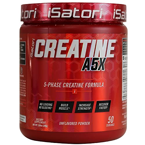 iSatori Creatine A5X with Creatine Monohydrate & Betaine Anhydrous for Muscle Growth, Strength Building, Recovery - Dietary Supplement for Training & Weight Lifting - Unflavored 50 Servings