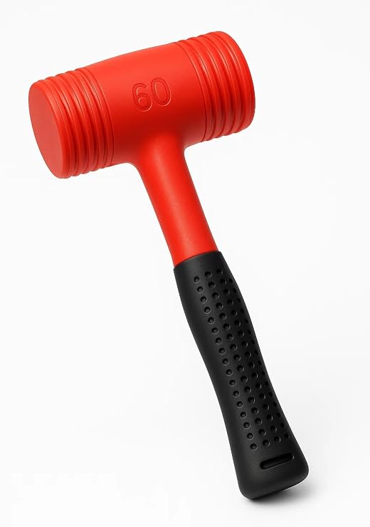 Çift Renkli Lastik Tokmak, Sert Plastik Başlık, İz Bırakmaz, Ergonomik Kaymaz Saplı, Kaporta İşleri, Süpürgelik Montajı, Marangozluk ve Fayans İşleri İçin Uygun, Dayanıklı El Aleti (60 MM)