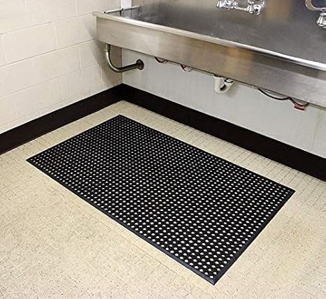 Durable 418S35BK 36 x 60 in. Workstation Light Anti-Fatigue Drainage Mat, Black