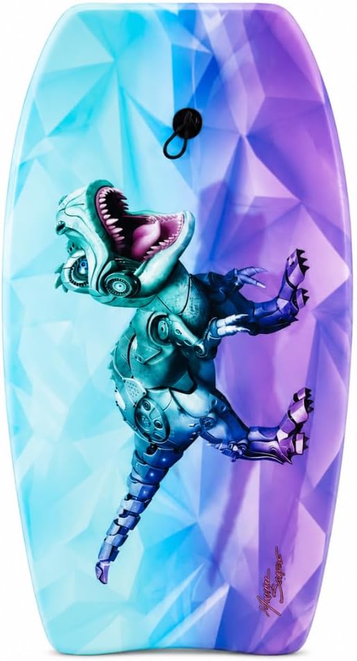 PMU 33 Inch Graphics Printed Bodyboard - Lightweight Wrist Leash Slick Bottom for Beach, Sea & Pool-Surfing Board for Wave Conditions