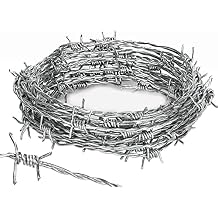 Barbed Wire Roll - Razor Barbed Wire Fence for Outdoor, Repellent and Crafts, 25 feet 18 Gauge 4 Point Barb Wire