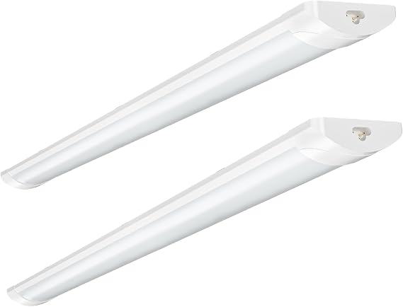 2 Pack 3FT 90cm LED Batten Light,6500K Daylight LED Tube Light,30W Linkable Fluorescent Lights,3000LM Super Bright Strip Lights,Hanging or Surface Mounted Ceiling Lighting for Office Garage Workshop [Energy Class F]