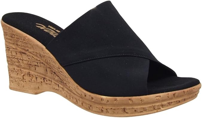 Onex Christina Womens Wedge Sandal Handcrafted Stretch Upper, Lightweight Comfort Sole, Slip-On Dress Sandal