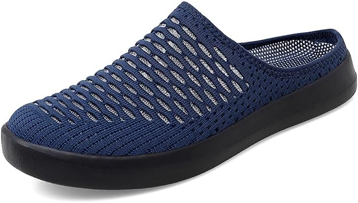 Mens Half Slippers Summer Casual Slip-on Mesh Shoes Breathable Lightweight MD Material Outsoles Plus Big Size Black, Blue, Gray