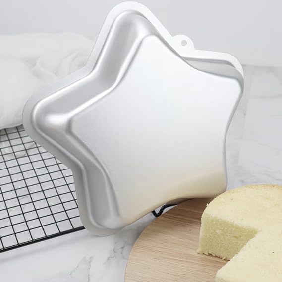 Star Cake Pan, Kids 3D Birthday Cake Pan, Silver, Aluminum, 8"