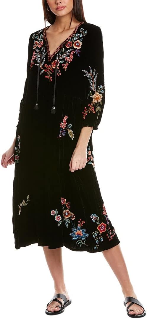 Johnny Was Ardell Velvet Boho Silk-Blend Midi Dress