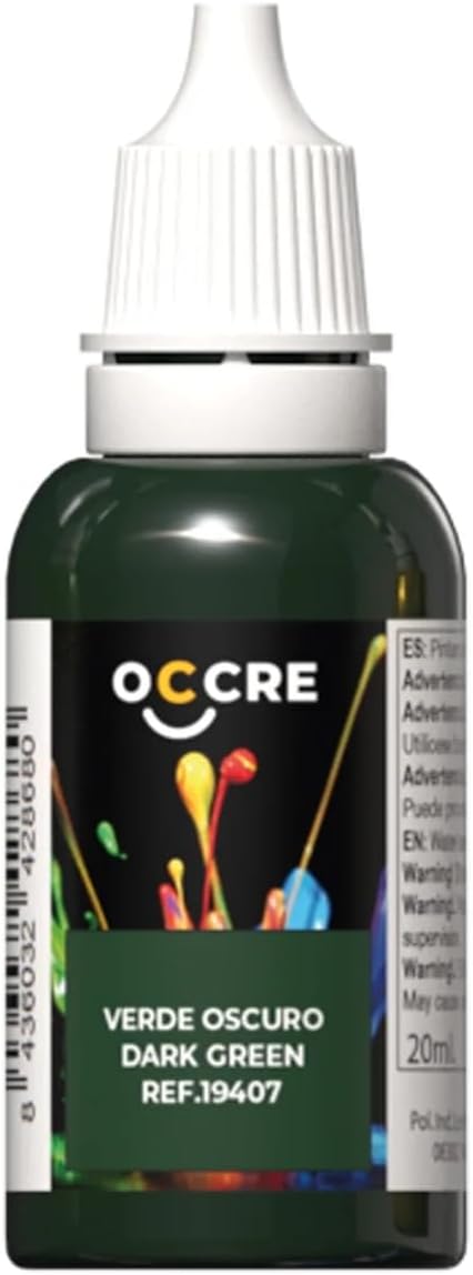 OcCre Premium Quality Satin Acrylic Paint, Primer and Stains for Display Models, Sold Individually Dark Green 20 ml